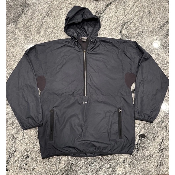 Nike Other - Vtg Nike‎ Jacket Men's Large Black Half Zip Hoodie 90s Retro Swoosh Logo Vented